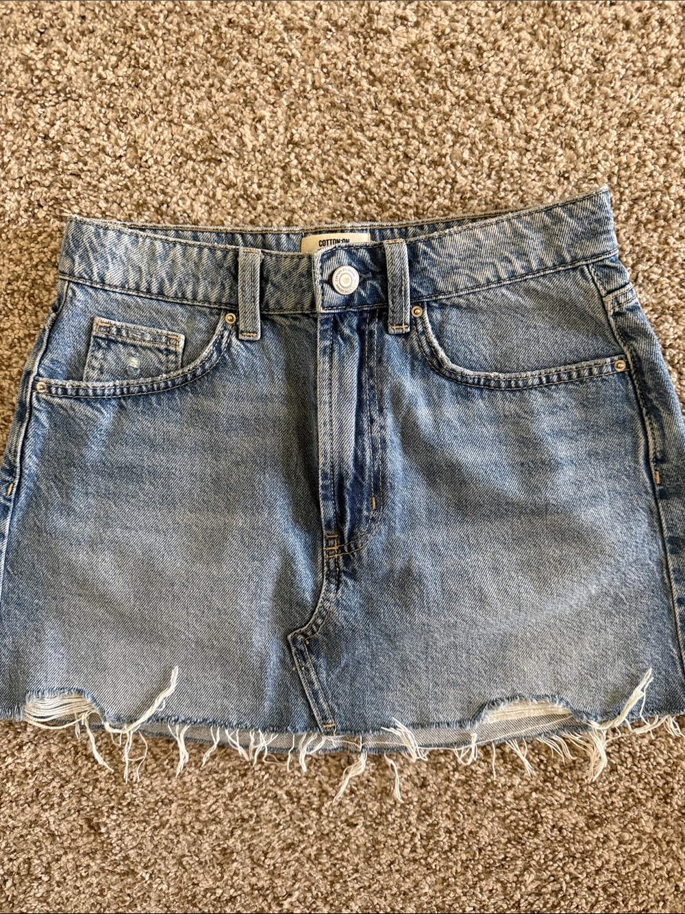 Cotton On Light Blue Denim Skirt with Metal Button - size 26